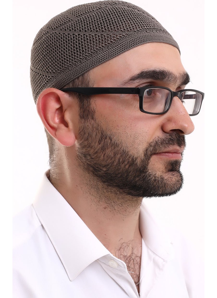 İhvan Online قبعة محبوكة من القطن الدانتيل بلون بني فاتح  - Image 2