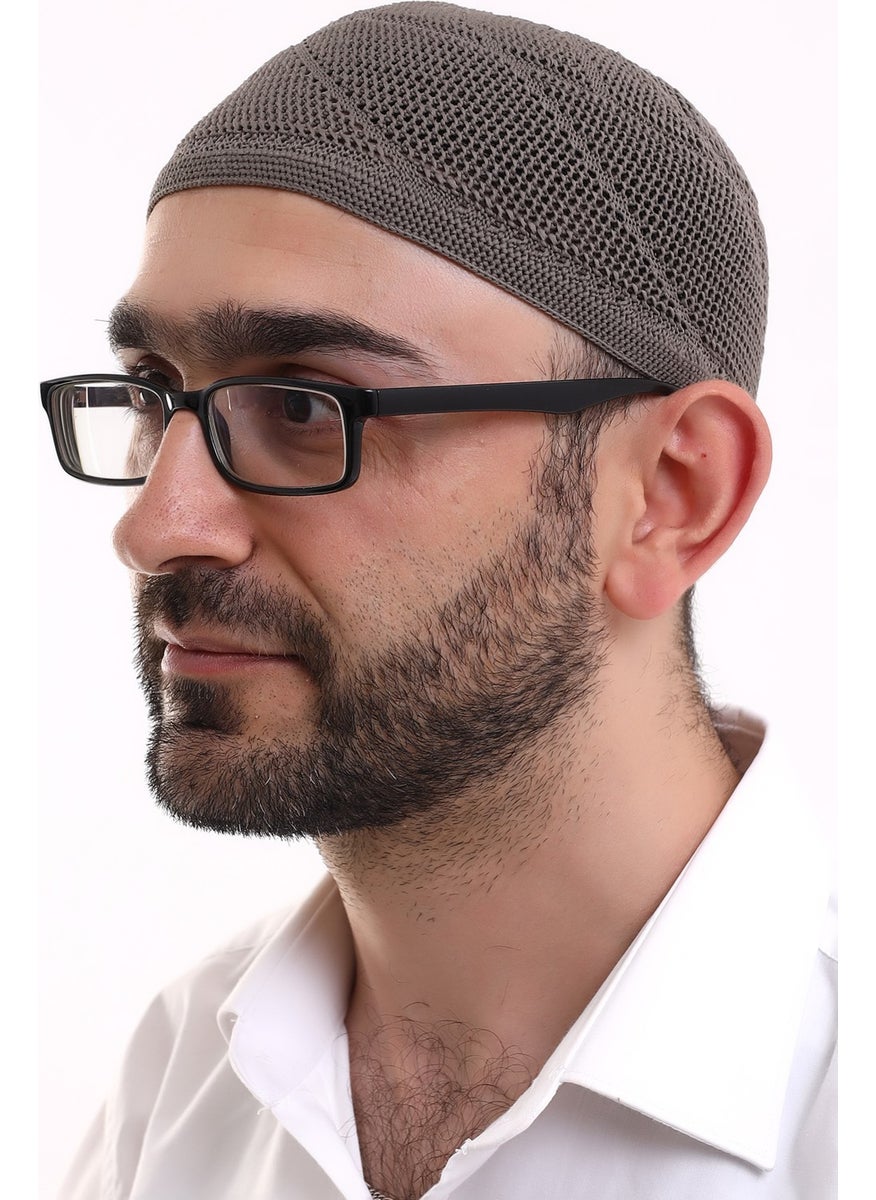 İhvan Online قبعة محبوكة من القطن الدانتيل بلون بني فاتح  - Image 1