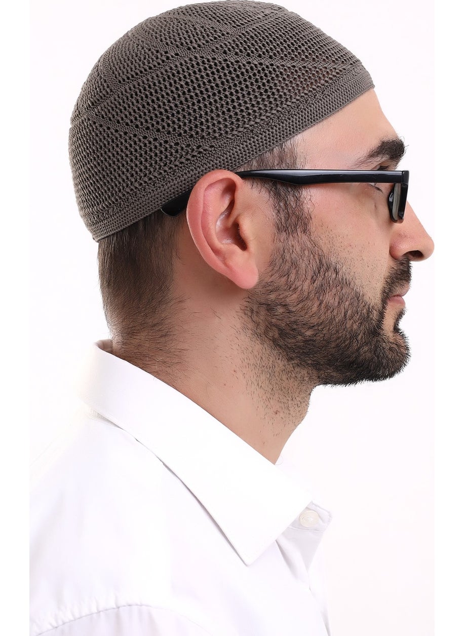 İhvan Online قبعة محبوكة من القطن الدانتيل بلون بني فاتح  - Image 4