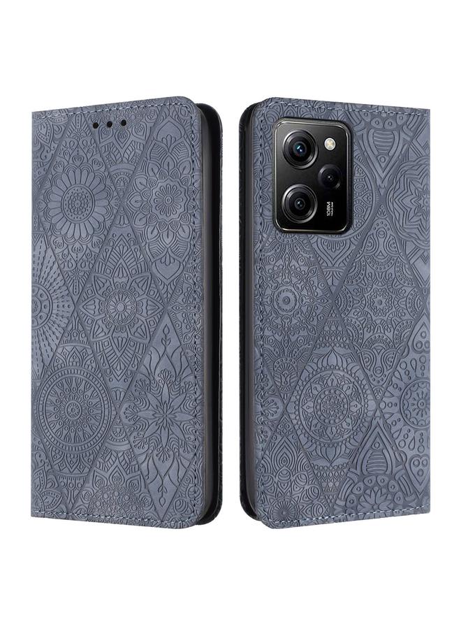 S-TOP Case For Redmi Note 12 Pro 5G Global Ethnic Embossed Adsorption Leather Phone Case - Image 1
