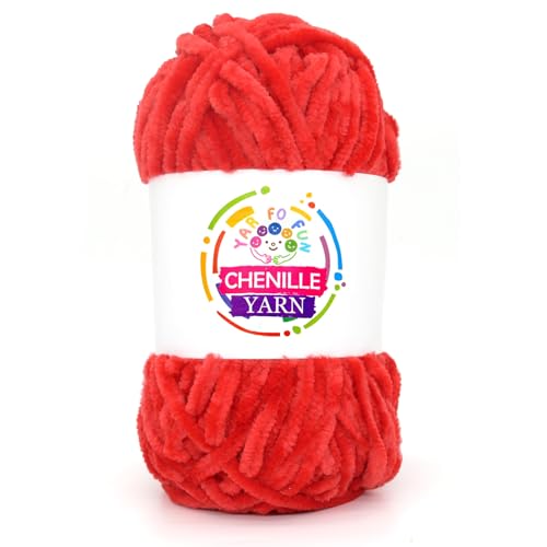YARFOFUN 100g Velvet Chenille Yarn for CrochetingRed Fluffy Velvet Plush Yarn Thick Soft Chunky Chenille Yarn Baby Blanket Yarn for Crocheting Knitting BeginnersRed - Image 1