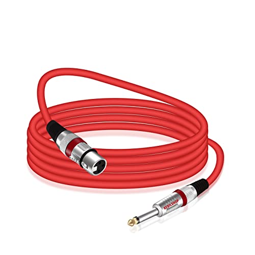 KEBILSHOP Mic Cable 6.35mm Jack Male To XLR 3PIN Female Cord Wire For Microphone.Red,1pc pack. (10 Meter/32.8 Feet) Red Cable - Image 3