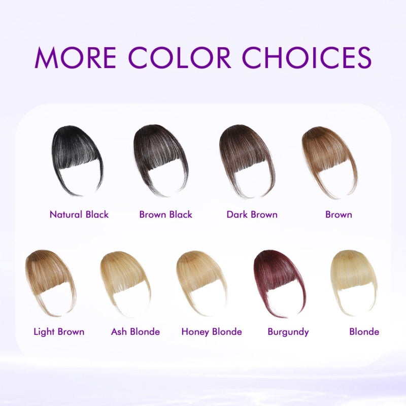 ELEFOCUS Clip in Bangs 100% Real Human Hair Extensions Wispy Dark Brown Fake Hair Pieces for Women Fringe with Temples Daily Wear - Image 3