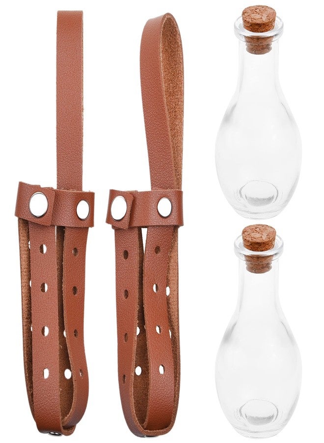 Eco-Fused Small Cosplay Potion Bottle 2x - Clear Spherical Cosplay, Wizard, Witch Costume Accessory - Includes Cork Stopper, Brown Faux Leather Sleeve Holder, Belt Loop - DIY, Crafting, Props - Image 3