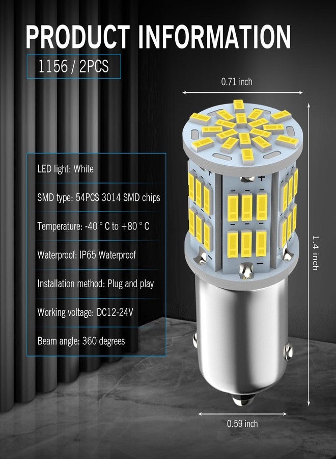 مصباحان LED من نوع waswale 1156 للرجوع للخلف، مصباح إشارة انعطاف فائق السطوع 6800K، بوصلة واحدة، رقم الموديل 1141 1003 7506 BA15S، مناسب لمعظم السيارات (أبيض) - Image 2