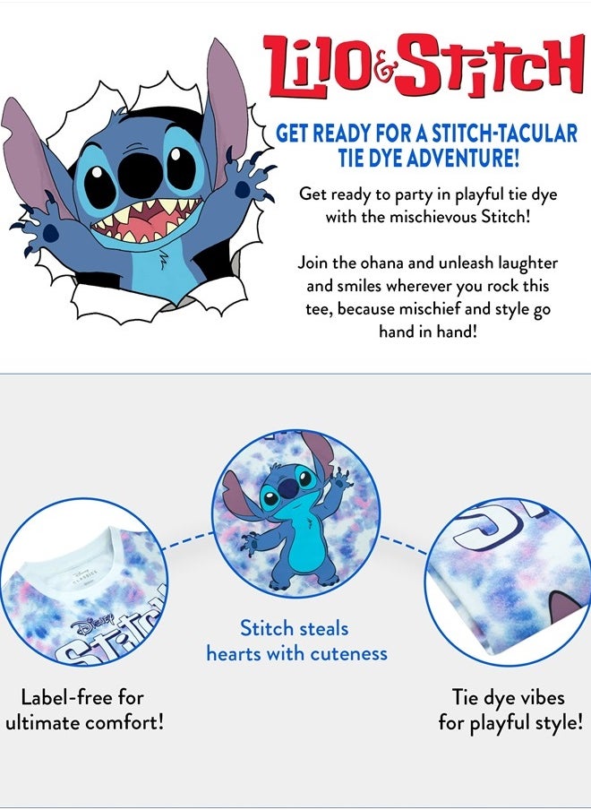 Disney - Lilo and Stitch T-Shirt | Tie Dye Stitch Clothing for Kids | Official Lilo & Stitch Gifts for Girls | 14 Multicolored - Image 1