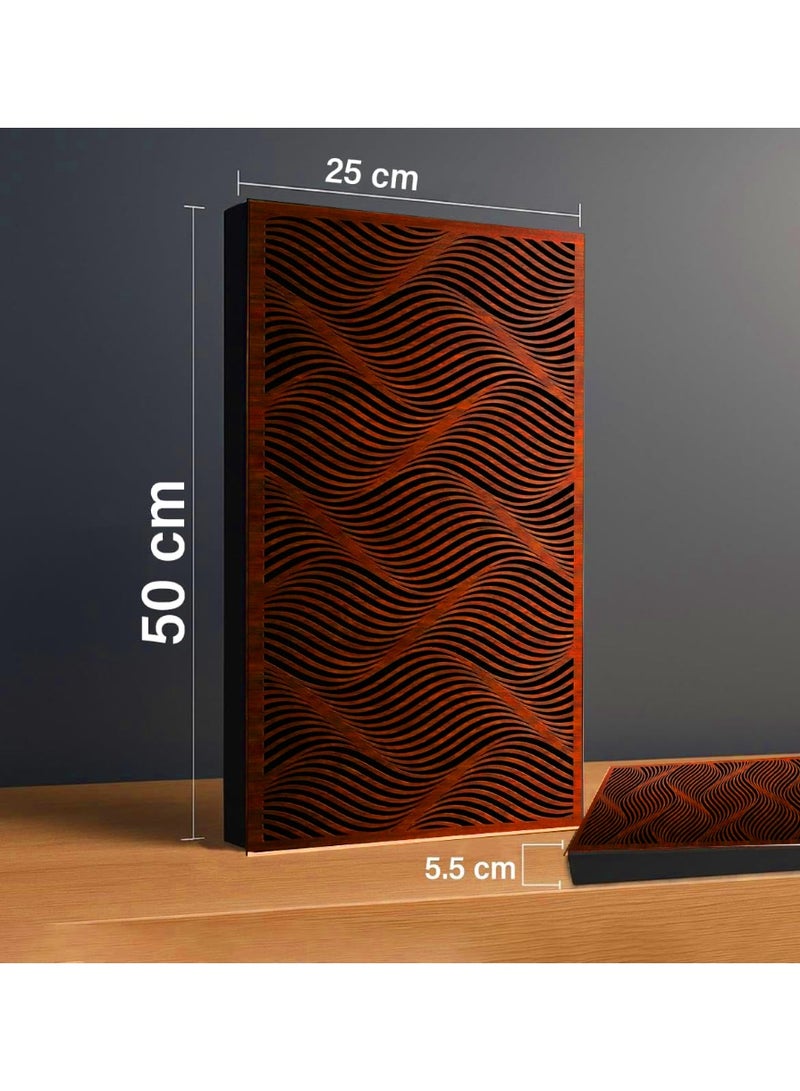 Acoustic Motion Acoustic diffuser panels 25x50x5.5 cm VISUAL NOISE design with Self-Adhesive,Sound Proof,Diffusion Panels for Home,Studio,Office,Wall art Foam+wood Boards For Acoustic Room Treatment,Brown,4 pieces - Image 2