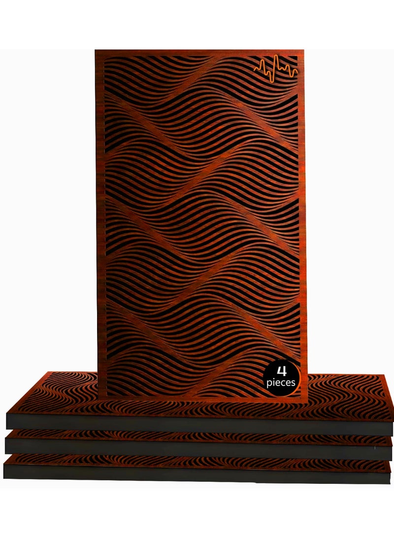 Acoustic Motion Acoustic diffuser panels 25x50x5.5 cm VISUAL NOISE design with Self-Adhesive,Sound Proof,Diffusion Panels for Home,Studio,Office,Wall art Foam+wood Boards For Acoustic Room Treatment,Brown,4 pieces - Image 1