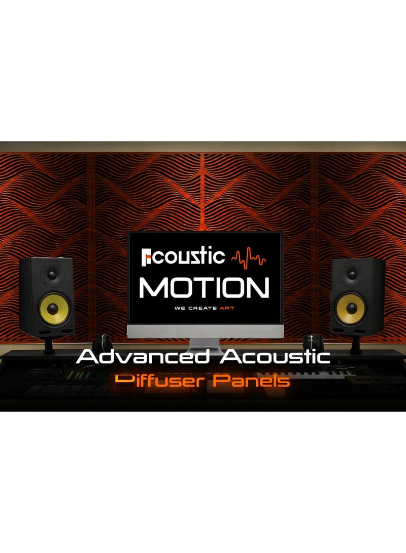 Acoustic Motion Acoustic diffuser panels 25x50x5.5 cm VISUAL NOISE design with Self-Adhesive,Sound Proof,Diffusion Panels for Home,Studio,Office,Wall art Foam+wood Boards For Acoustic Room Treatment,Brown,4 pieces - Image 3