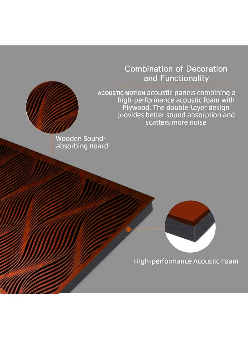 Acoustic Motion Acoustic diffuser panels 25x50x5.5 cm VISUAL NOISE design with Self-Adhesive,Sound Proof,Diffusion Panels for Home,Studio,Office,Wall art Foam+wood Boards For Acoustic Room Treatment,Brown,4 pieces - Image 4