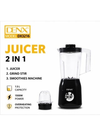 DENX Blender 2 in 1 1500W High Power Juicer Grinder 1.5L Large Capacity Smoothie Maker Kitchen Mixer Multi Function Food Processor DX3216 - view 2