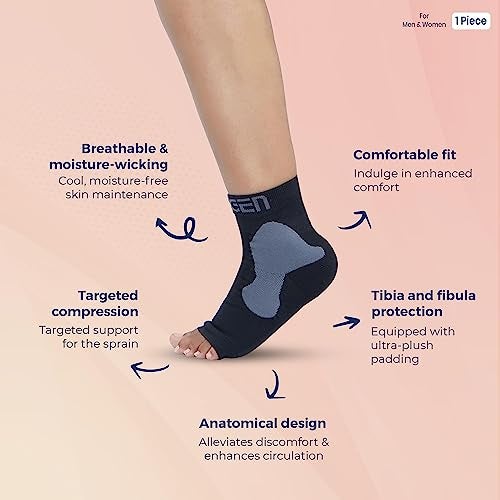 Sorgen Spandex Ankle Sprain Support Sleeve|Compression Sleeve For Tibia And Fibula Sprains|Ankle Sleeve And Protector For Ankle Pain Relief, Stability And Recovery (Xl) - Image 2