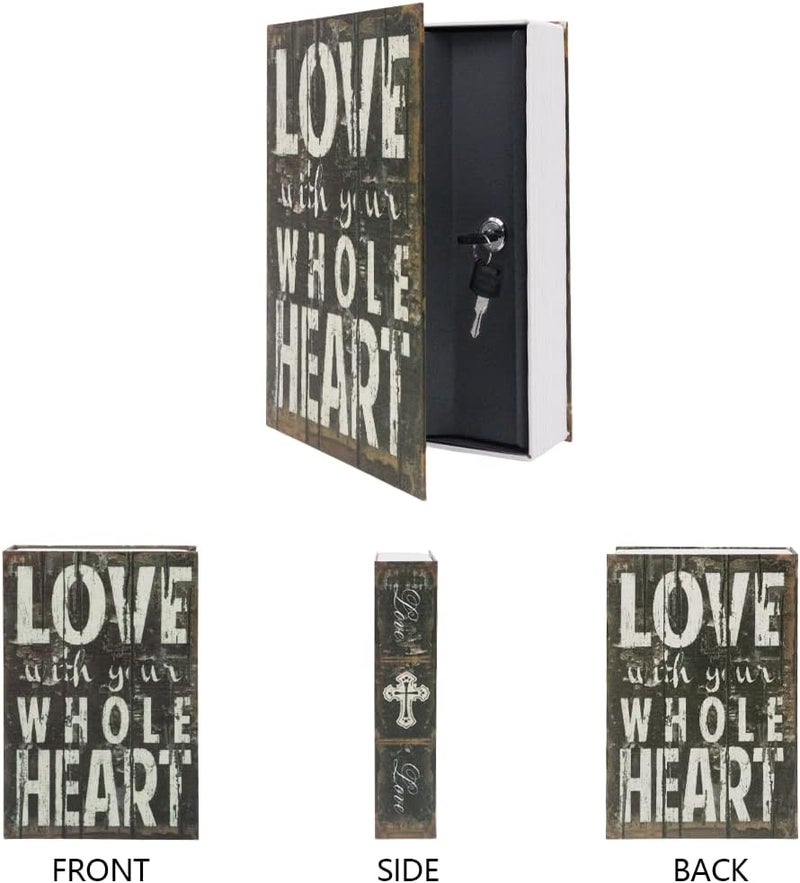 PACOLO Diversion Book Safe Storage Box (9.5"6"2.2"), Dictionary Secret Safe with Security Key Lock, Love, Key - Image 2