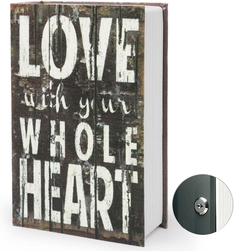 PACOLO Diversion Book Safe Storage Box (9.5"6"2.2"), Dictionary Secret Safe with Security Key Lock, Love, Key - Image 1