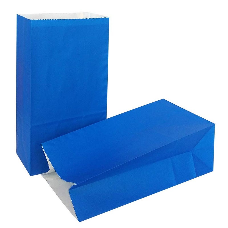 KEYYOOMY Mini Royal Blue Paper Bags Royal Blue Party Goodie Bags Small Party Favor Bag Paper Lunch 100 CT 35 X 24 X 71 In