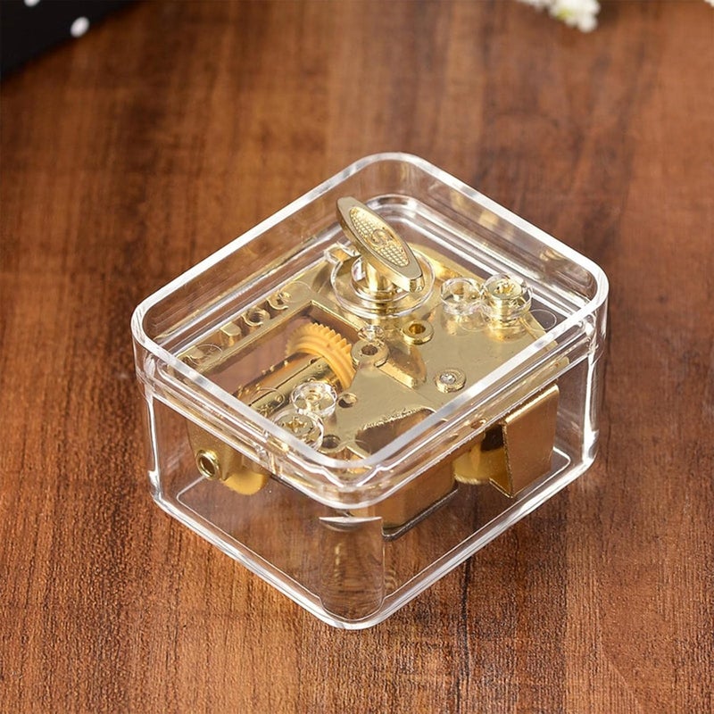 Amagogo Music Box Clear Acrylic Wind Up Mechanical Hand Crank Musical Movement Gold Alloy Classic Song Unique Craft Suitable for Collectibles Birthday Gift, Castle in the Sky - Image 2