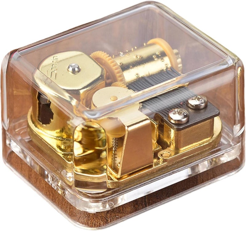 Amagogo Music Box Clear Acrylic Wind Up Mechanical Hand Crank Musical Movement Gold Alloy Classic Song Unique Craft Suitable for Collectibles Birthday Gift, Castle in the Sky - Image 3