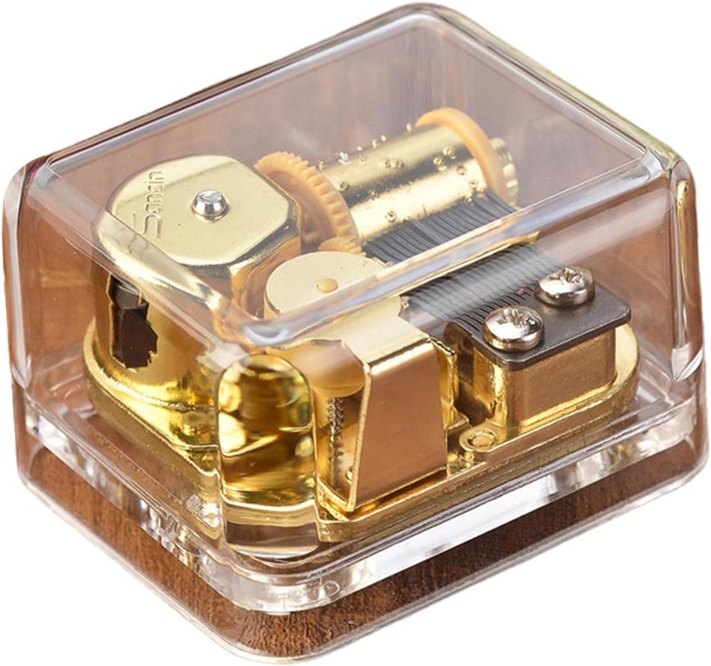 Amagogo Music Box Clear Acrylic Wind Up Mechanical Hand Crank Musical Movement Gold Alloy Classic Song Unique Craft Suitable for Collectibles Birthday Gift, Castle in the Sky - Image 1