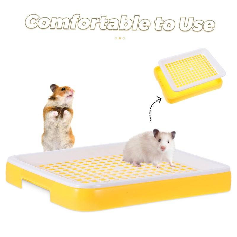 Small Animal Litter Box with Waste Separation Easy Cleaning Rectangular Tray - Image 4