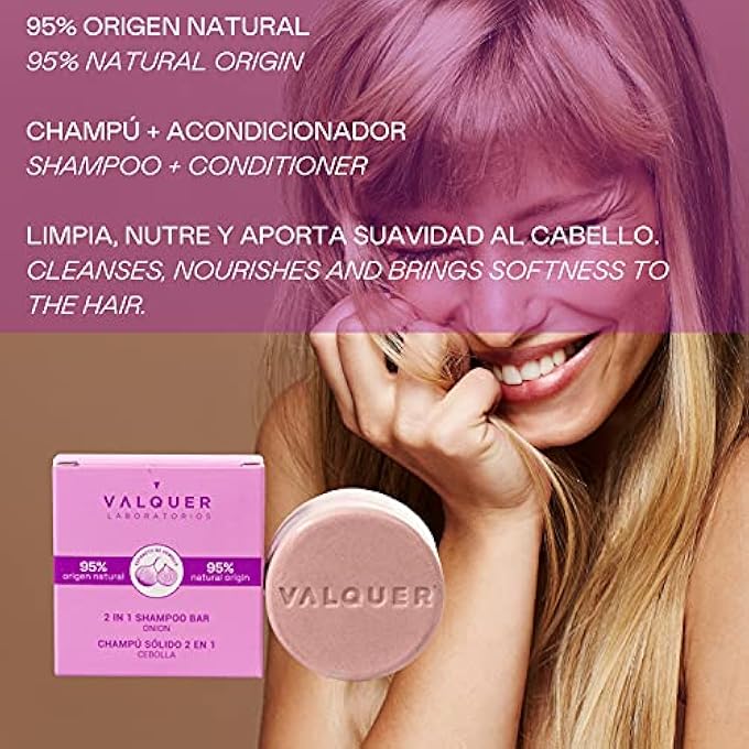 Valquer Laboratorios VALQUER PROFESIONAL LABORATORIOS SOLID SHAMPOO 2 IN ONION. 95% NATURAL INGREDIENTS. ALL HAIR TYPES. VEGAN. ECOLOGICAL SHAMPOO - 70 GR, UNIQUE - Image 3