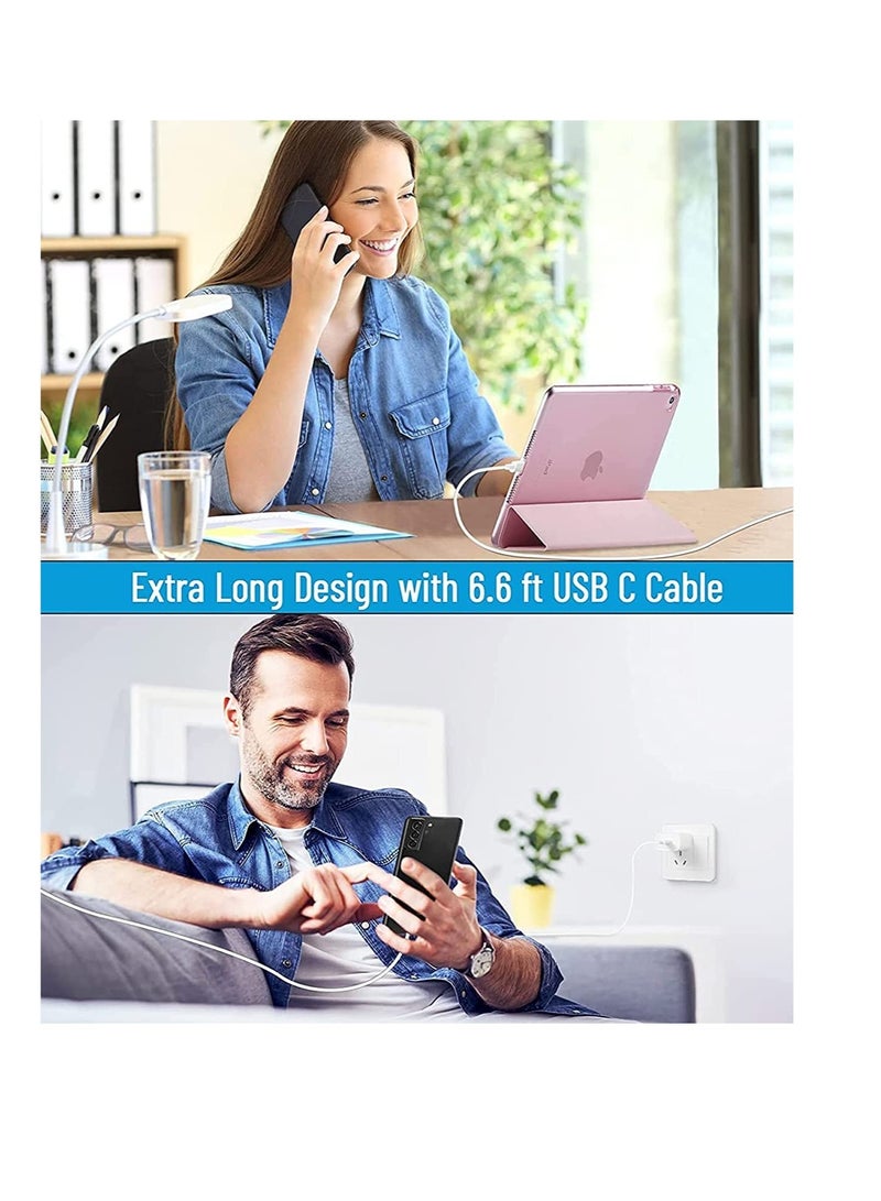 ELTRAZONE USB C charger and plug for ipad Pro, 20W Wall Fast Charger with 6.6FT USB C Fast Charging Cable Compatible for iPad Pro 12.9 5/4/3 Gen,iPad Pro 11 3/2/1 Gen,iPad Air 4,Galaxy S21/Note20, Pixel 5  - Image 5
