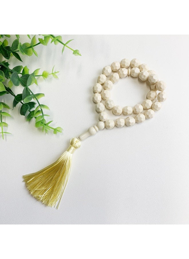 NIBEMINENT 33 Muslim Prayer Beads White/12mm