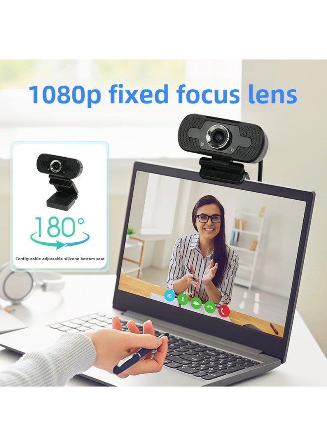 High Definition USB Computer Camera Built-In Microphone Fixed Focus Notebook 1080P Video Conference Camera LEDEFU CV62-1080P-Color:Black - Image 2