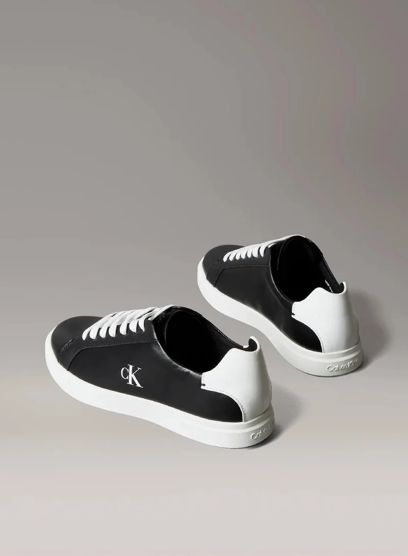 Calvin Klein Black Leather Signature Logo Trainers for Women | Best Price UAE