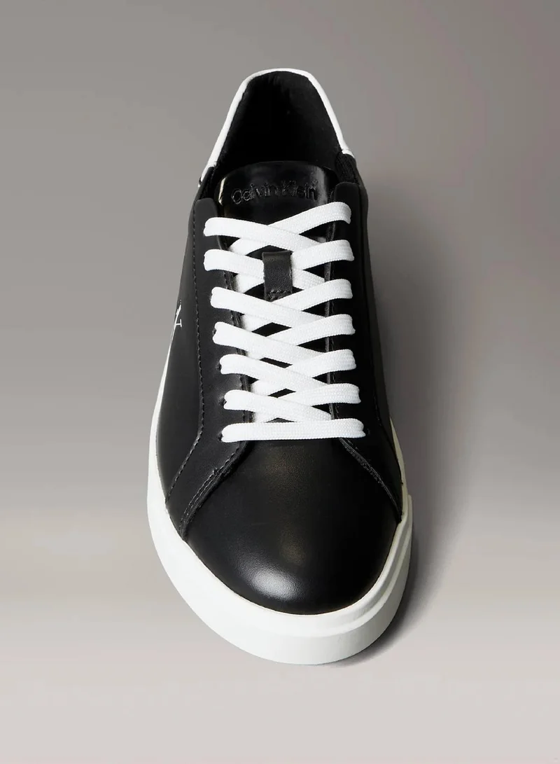 Calvin Klein Black Leather Signature Logo Trainers for Women | Best Price UAE