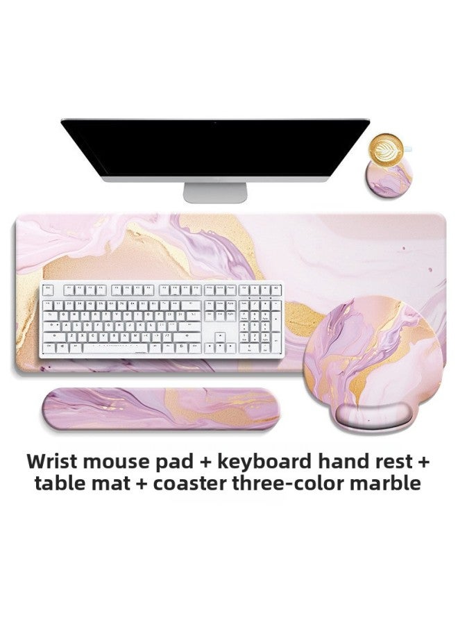 Special For Mouse Pad Wrist Pad Memory Cotton Keyboard Hand Support Large Table Pad Computer Wrist Support Palm Support Wholesale-Pattern:Four-piece Set-tricolor Marble  - Image 1