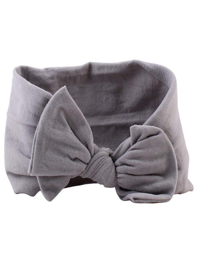 AKOAK 1 Pack Solid Color Skin-friendly Baby Headband Elastic Soft Nylon Headband Cute Baby Bow Headband (Gray) - Image 4