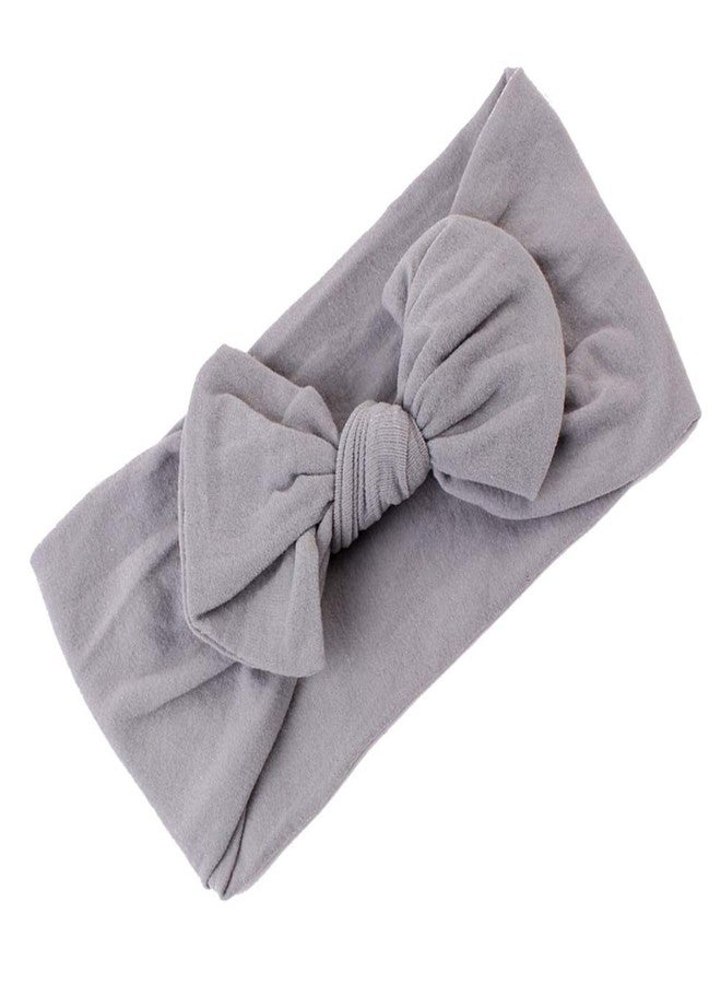 AKOAK 1 Pack Solid Color Skin-friendly Baby Headband Elastic Soft Nylon Headband Cute Baby Bow Headband (Gray) - Image 3