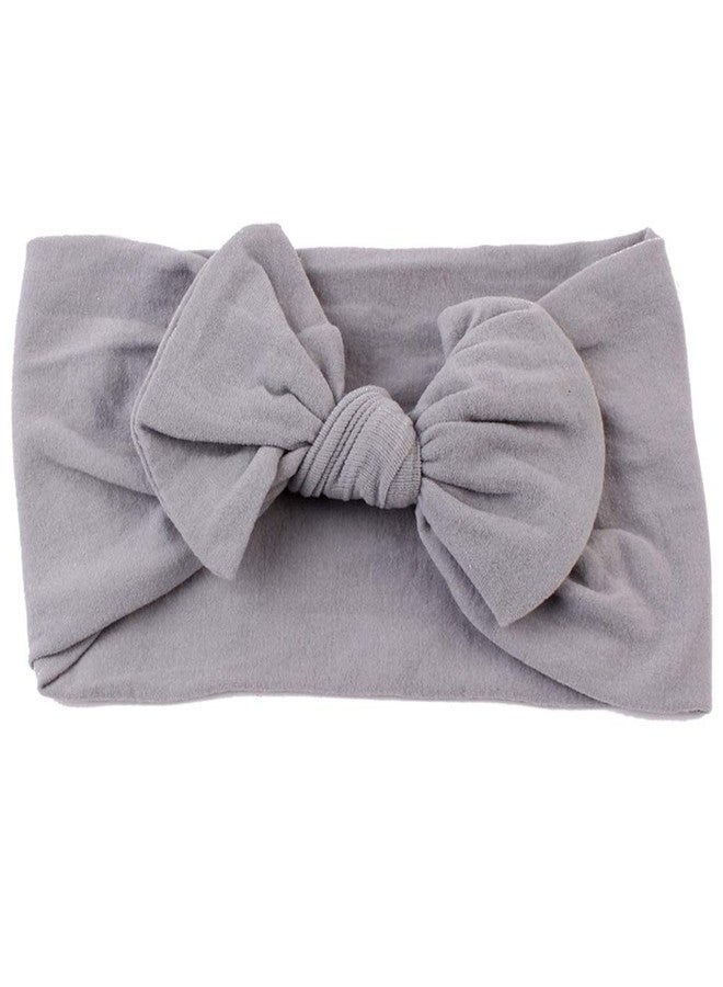 AKOAK 1 Pack Solid Color Skin-friendly Baby Headband Elastic Soft Nylon Headband Cute Baby Bow Headband (Gray) - Image 1