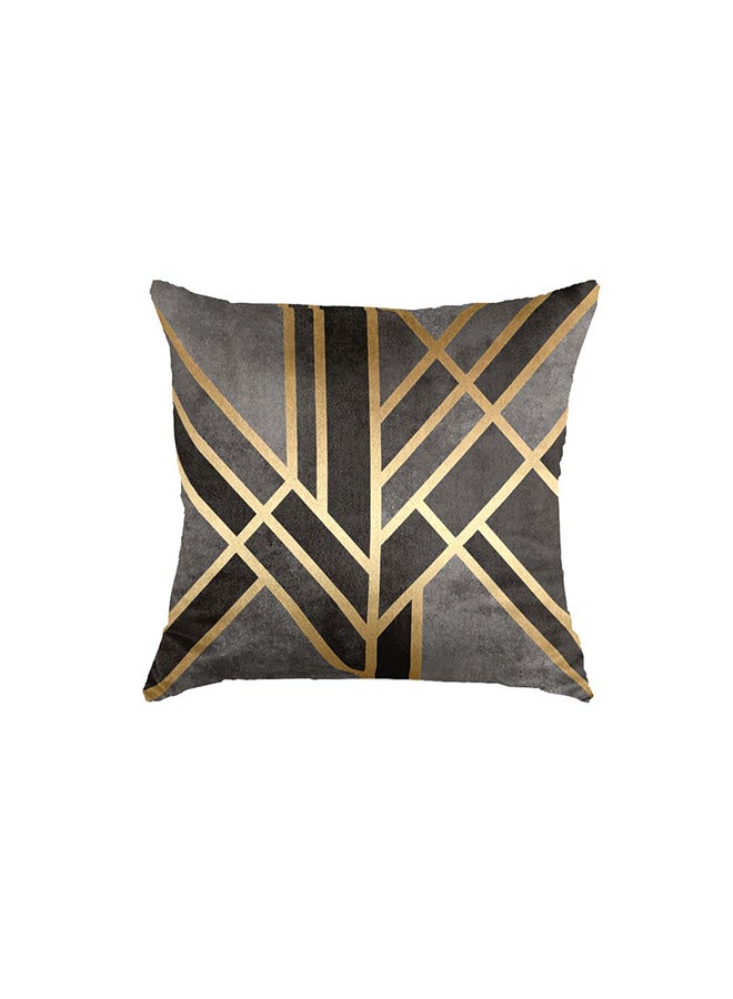 RIZARIES SuperSoft Grey Gold Art Deco Throw Cushion - Image 1
