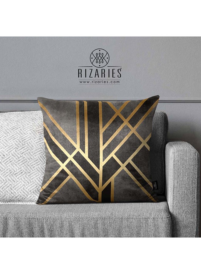 RIZARIES SuperSoft Grey Gold Art Deco Throw Cushion - Image 2
