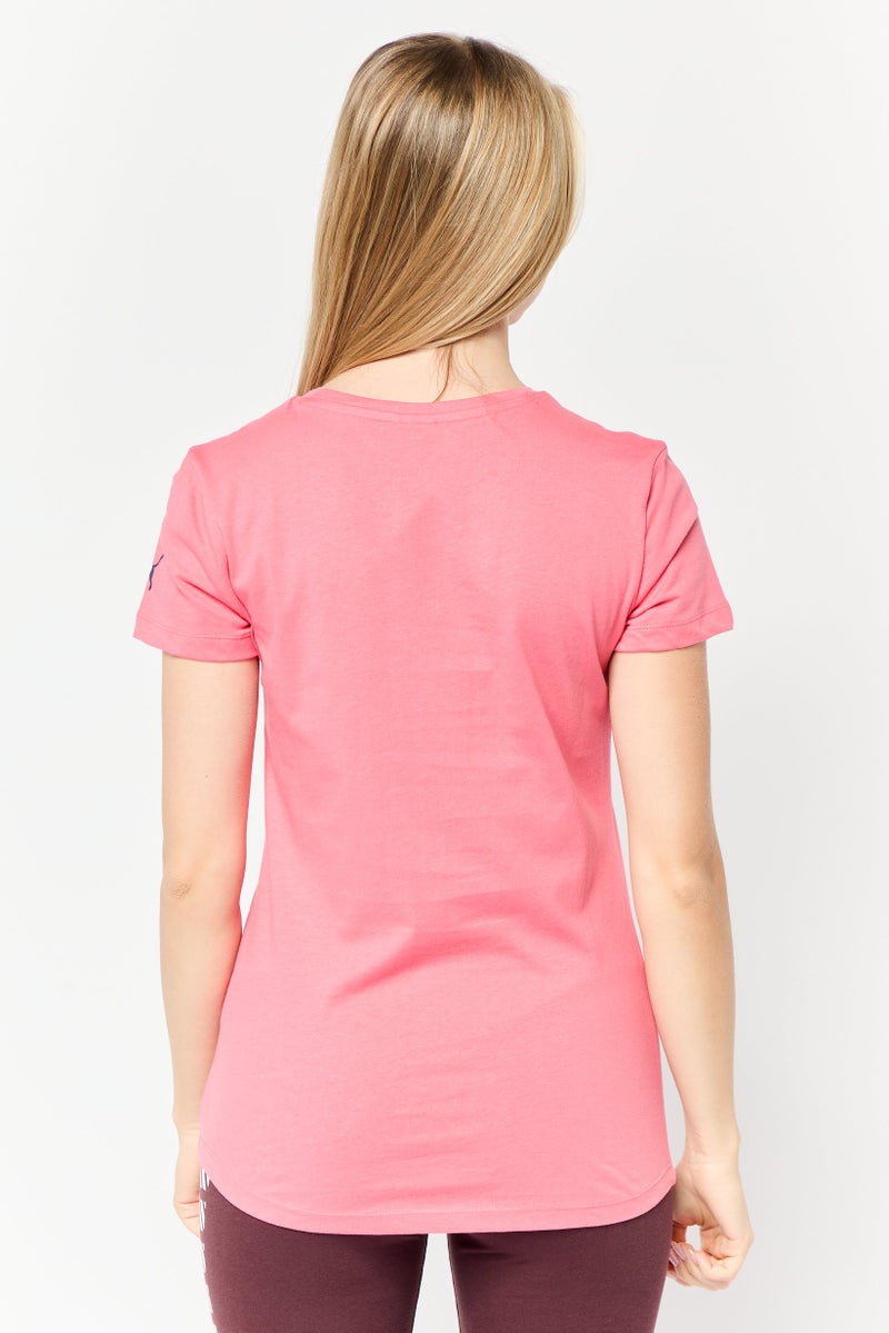 PUMA تي شيرتات نسائية بقصة عادية بأكمام قصيرة، لون أحمر باهت - Image 4