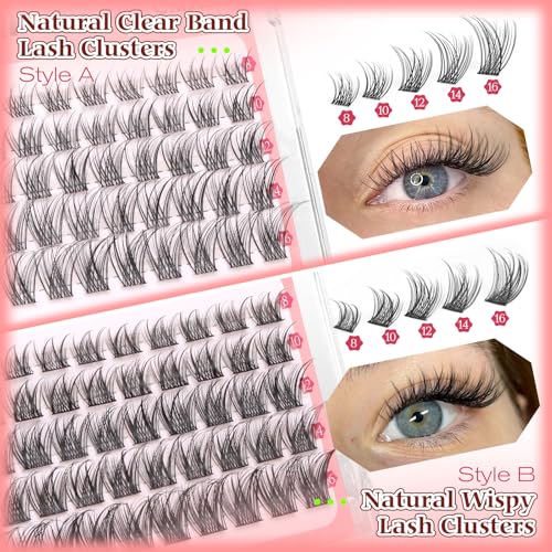 calphdiar Wispy Lash Clusters Natural Eyelash Clusters 230pcs Cluster Eyelash Extensions 4 Styles Individual Lashes 10-18mm Eyelashes DIY Lash Extension Natural Look Lash Cluster Wispy by calphdiar - Image 2
