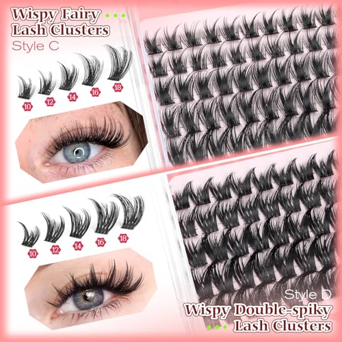 calphdiar Wispy Lash Clusters Natural Eyelash Clusters 230pcs Cluster Eyelash Extensions 4 Styles Individual Lashes 10-18mm Eyelashes DIY Lash Extension Natural Look Lash Cluster Wispy by calphdiar - Image 3