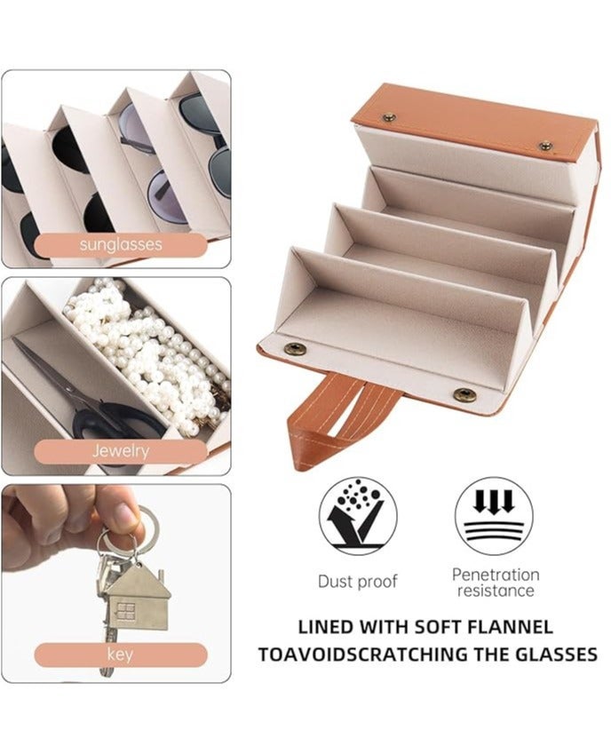 Sunglasses Organizer With 5 Slots - Travel Glasses Case - Foldable Storage Bag - Colors Sent Randomly - Image 4