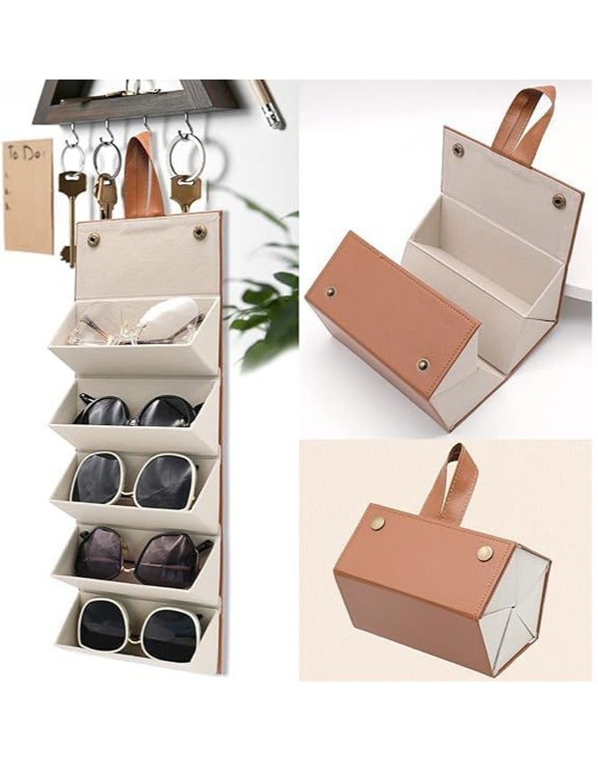 Sunglasses Organizer With 5 Slots - Travel Glasses Case - Foldable Storage Bag - Colors Sent Randomly - Image 5