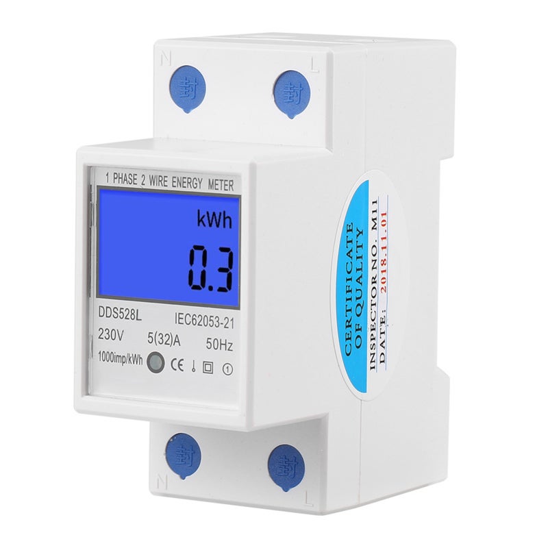 Single Phase Energy Meter 230V AC 5-32A with LCD Display - Precision SMT Technology Positive Active Energy Measurement for DIN Rail Mounting - Image 2