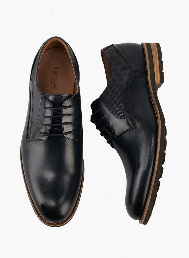 DUCHINI Men's Textured Lace-Up Derby Shoes - Image 1