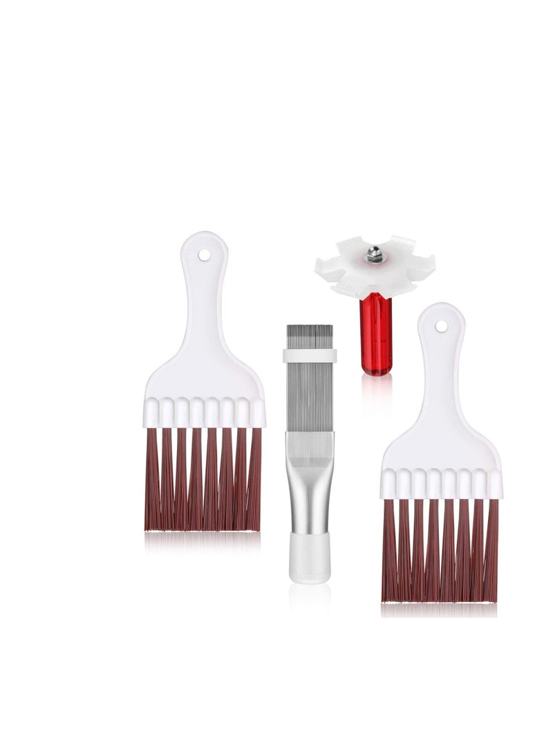 Air Conditioner Fin Comb, 4 Piece Stainless Steel Cleaning Brush Set, Evaporator and Refrigerator Coil Cleaner - Image 1