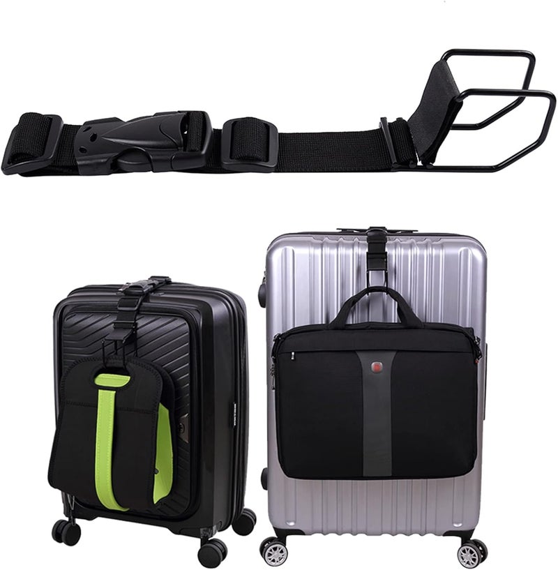 Vigorport Luggage Hook Strap,J Hook for add a Bag Luggage,Multi Adjustment Bag Strap Hook with Hands Free(Black-Large Size) - Image 1