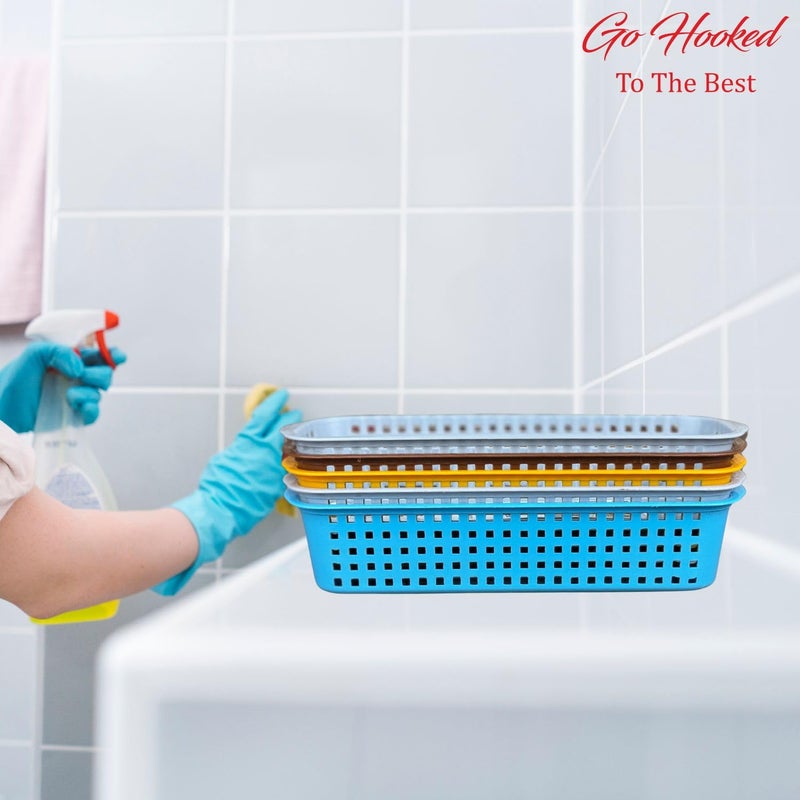 Go Hooked Go Hooked Bathroom Organizing Essentials Plastic Storage Baskets Transform Your Space Elevate Your Bathroom Get Organized Simplify Your Routine Pack of 4  - Image 2