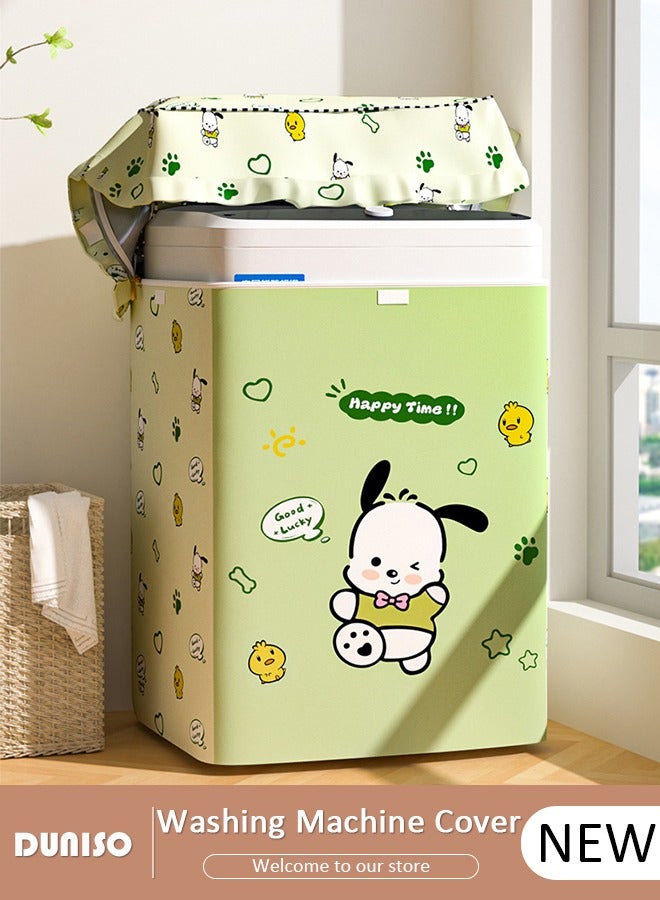 DUNISO Washing Washer and Dryer Covers,Top Load Washing Machine Cover Laundry Dryer Protect Cover,Mung Bean Dog Pattern Automatic Wave Washing Machine Cover,Oxford Cloth Cover,Waterproof Dustproof and Thickened Protection Cover for Most 8.5-12kg  Washing Machine,Size XL - Image 1