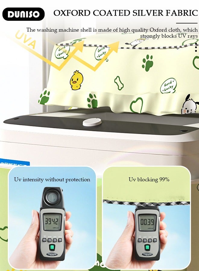 DUNISO Washing Washer and Dryer Covers,Top Load Washing Machine Cover Laundry Dryer Protect Cover,Mung Bean Dog Pattern Automatic Wave Washing Machine Cover,Oxford Cloth Cover,Waterproof Dustproof and Thickened Protection Cover for Most 8.5-12kg  Washing Machine,Size XL - Image 2