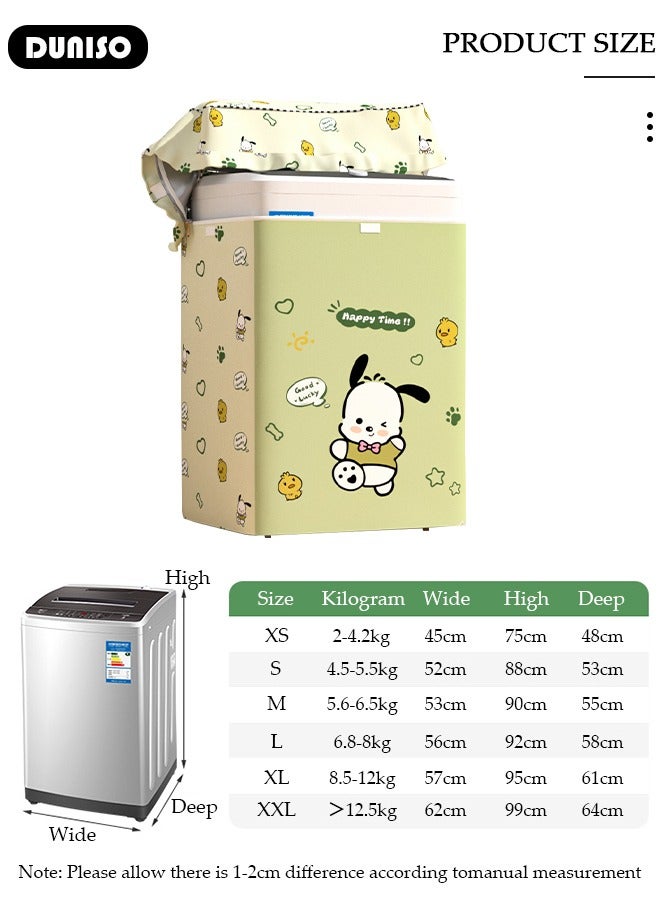 DUNISO Washing Washer and Dryer Covers,Top Load Washing Machine Cover Laundry Dryer Protect Cover,Mung Bean Dog Pattern Automatic Wave Washing Machine Cover,Oxford Cloth Cover,Waterproof Dustproof and Thickened Protection Cover for Most 8.5-12kg  Washing Machine,Size XL - Image 4