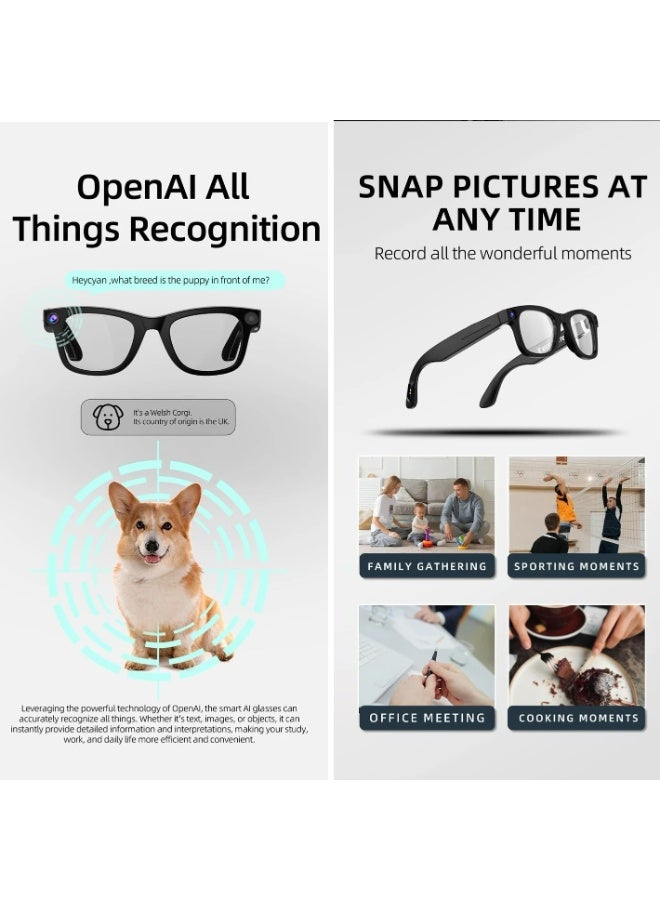 AI Smart Glasses with 8MP Camera, Real-Time Translation, Wireless Calls, Bluetooth and Wi-Fi Transfer, Android Compatible Design for Travel, Work, and Daily Hands-Free Use - Image 2