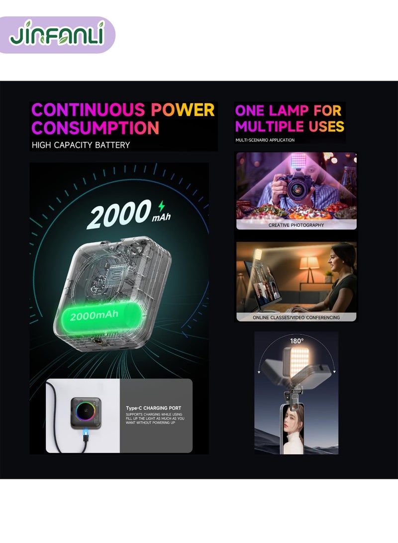 JINFANLI D12 Dual White Light Pocket Fill Light - Essential Vlogging Light for Phones/Cameras, RGB Light, 2000mAh, Cold Shoe Clip - Image 3